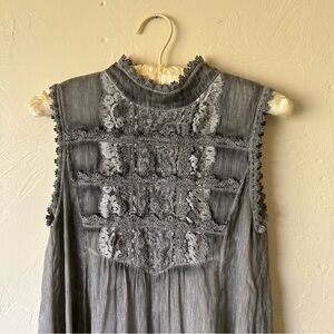 S Deer Concept y2k linen and silk sleevless distressed grey lace dress🧚.